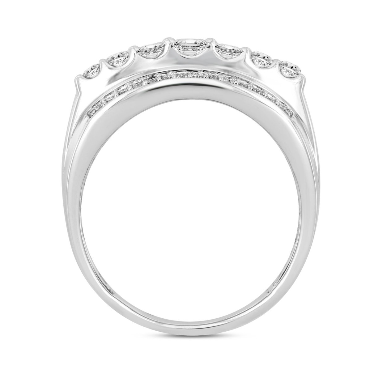 MEN'S RING 2CT ROUND/PRINCESS DIAMOND 14K WHITE GOLD