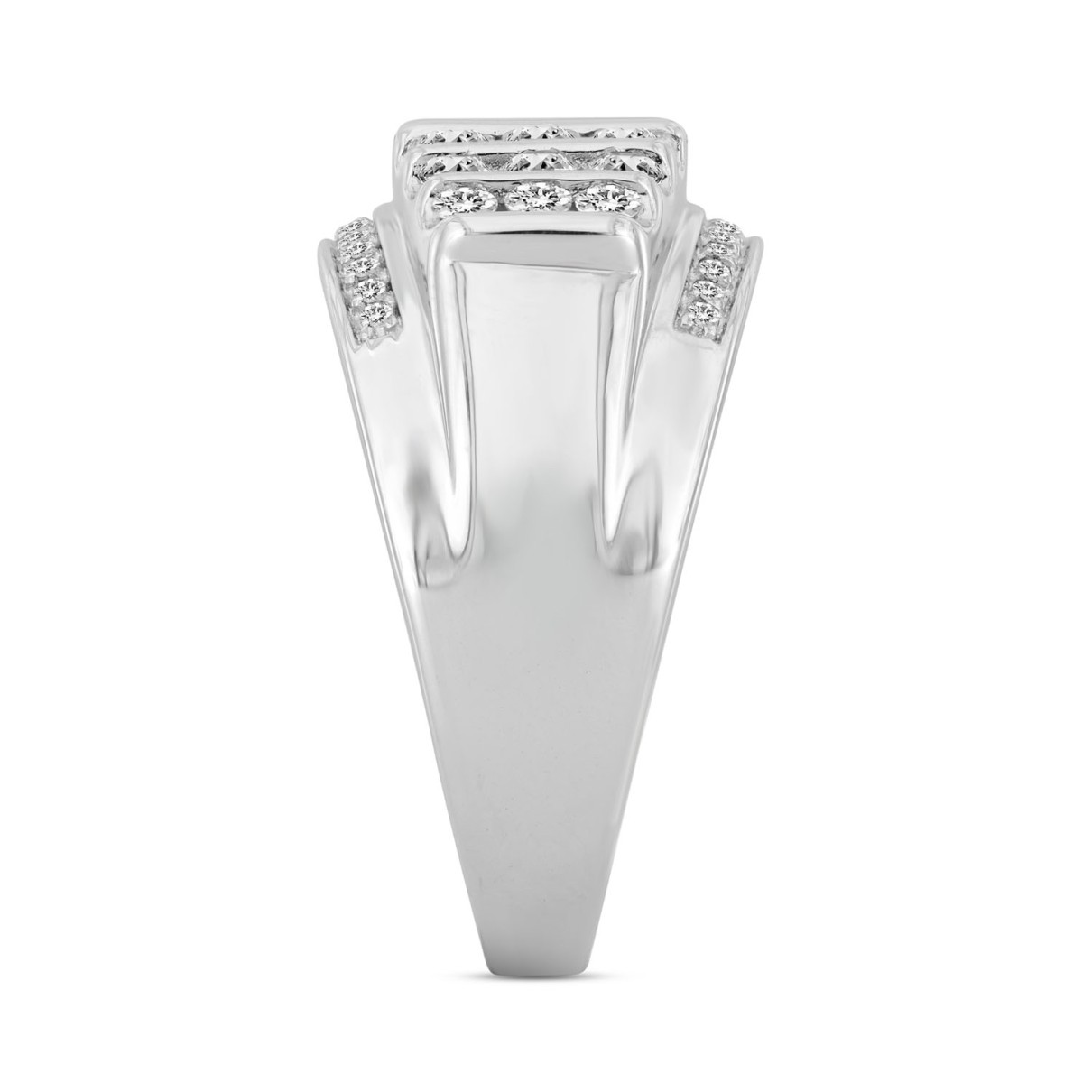 MEN'S RING 2CT ROUND/PRINCESS DIAMOND 14K WHITE GOLD