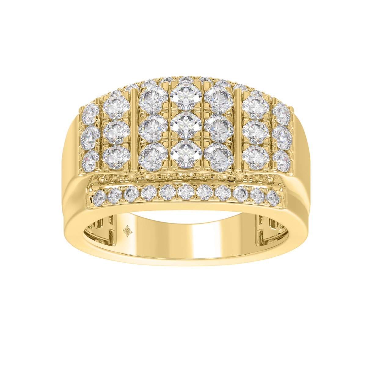 MEN'S RING 2.00CT ROUND DIAMOND 14K YELLOW GOLD ...
