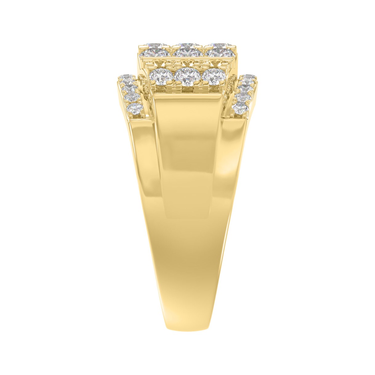 MEN'S RING 2.00CT ROUND DIAMOND 14K YELLOW GOLD 
