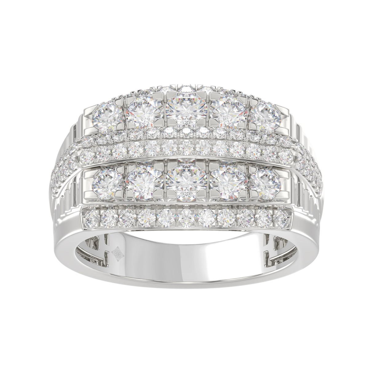 14K WHITE GOLD 2.00CT ROUND DIAMOND MEN'S RING...