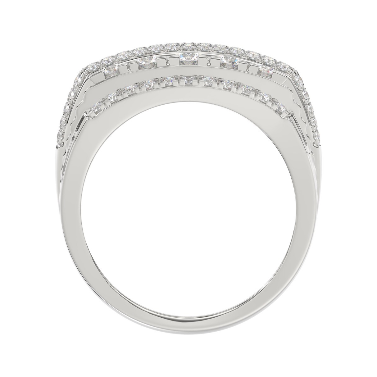 14K WHITE GOLD 2.00CT ROUND DIAMOND MEN'S RING