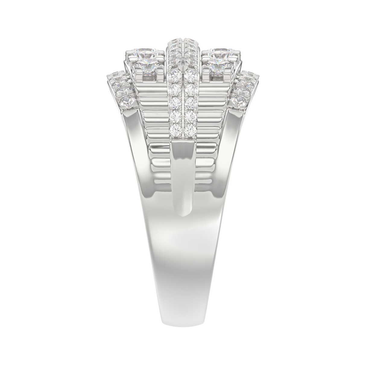 14K WHITE GOLD 2.00CT ROUND DIAMOND MEN'S RING