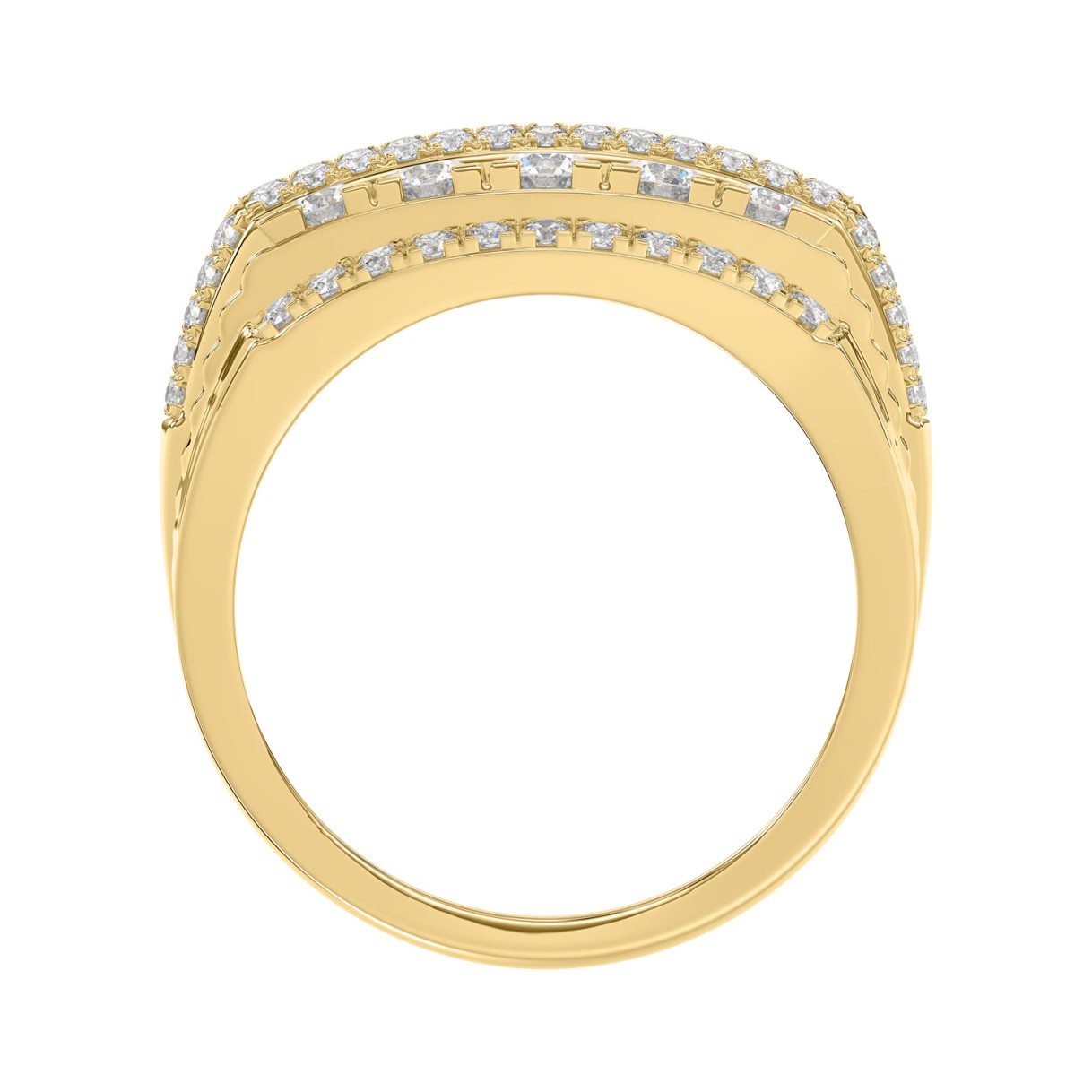14K YELLOW GOLD 2.00CT ROUND DIAMOND MEN'S RING