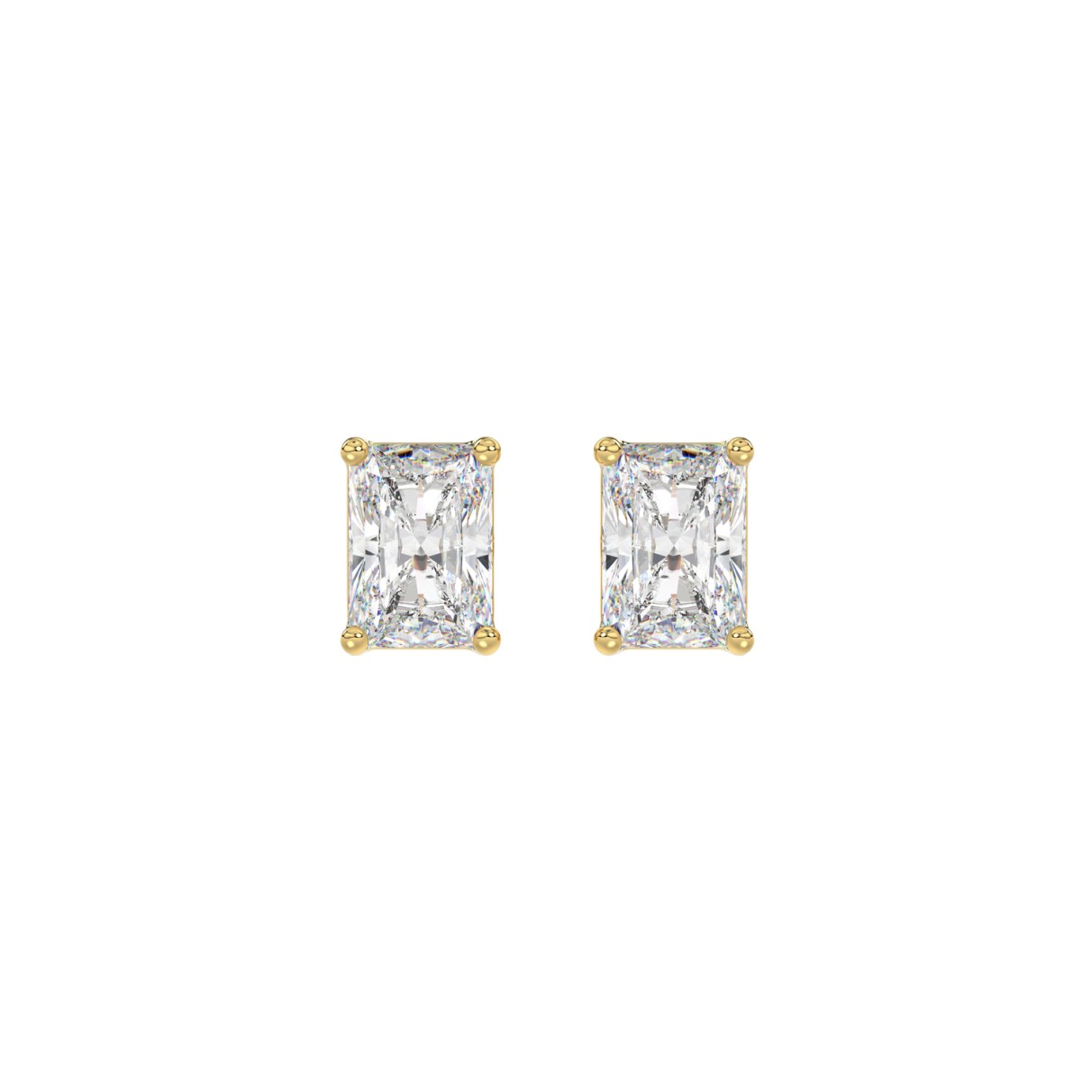 14K YELLOW GOLD 2CT RADIANT DIAMOND LADIES SOLITAIRE EARRINGS 