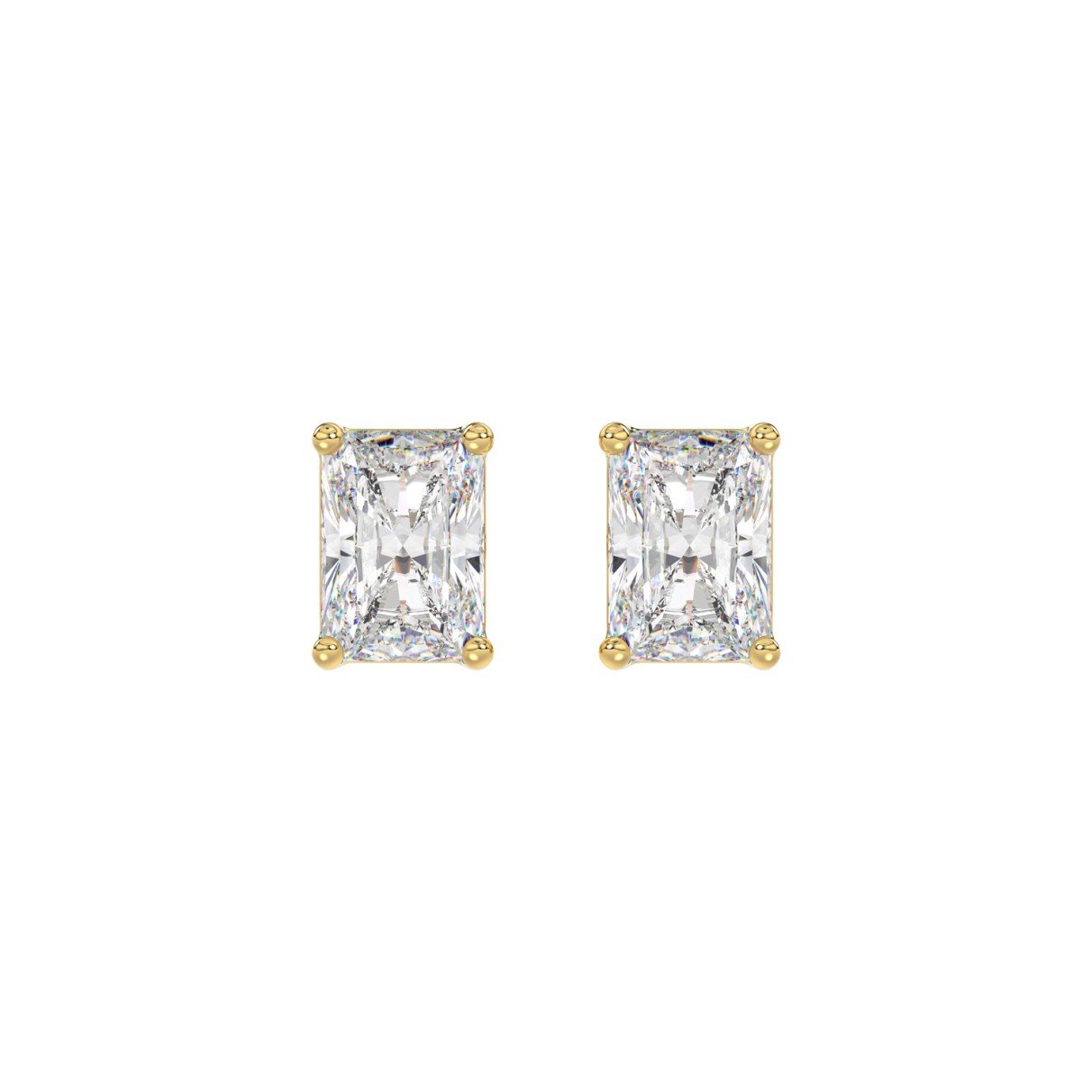 14K YELLOW GOLD 3CT RADIANT DIAMOND LADIES SOLITAIRE EARRINGS 