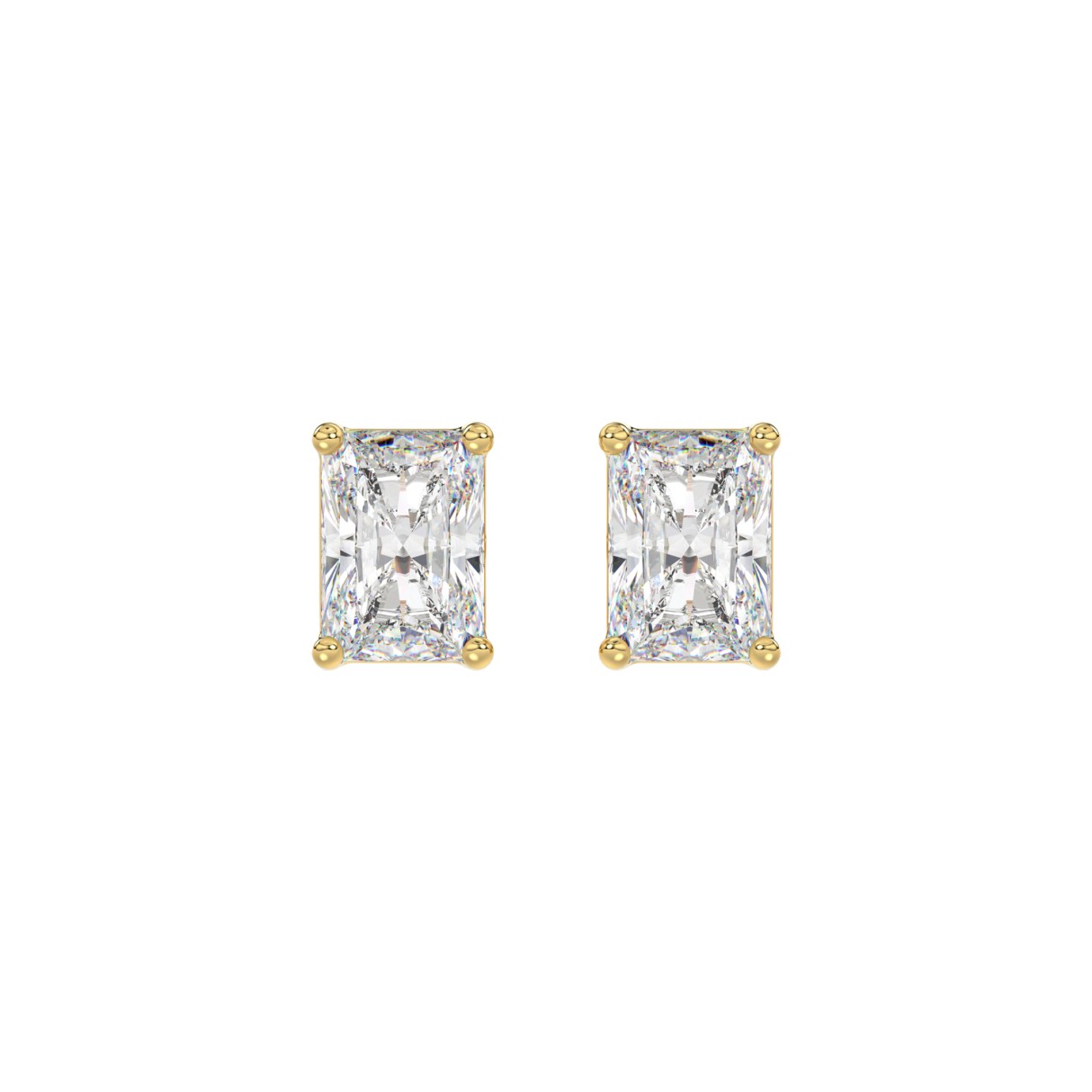 14K YELLOW GOLD 3CT RADIANT DIAMOND LADIES SOLITAIRE EARRINGS 