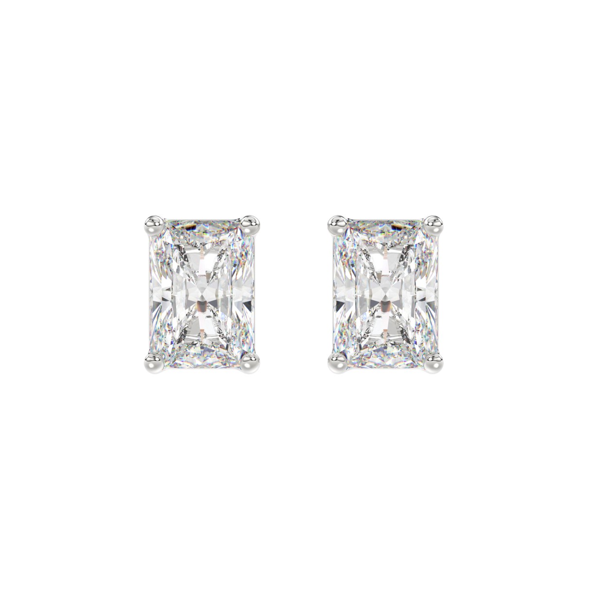 14K WHITE GOLD 4CT RADIANT DIAMOND LADIES SOLITAIRE EARRINGS 