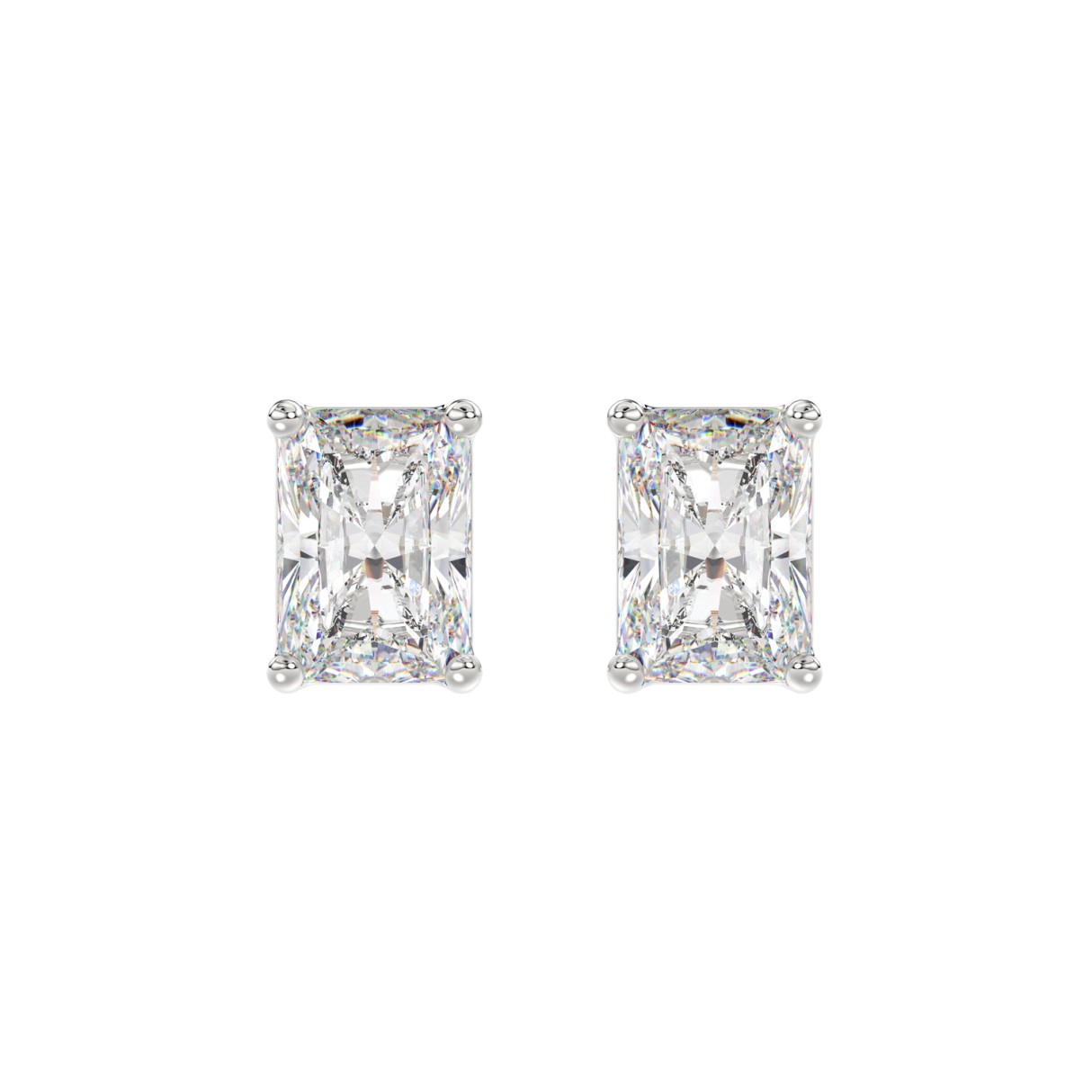 14K WHITE GOLD 4CT RADIANT DIAMOND LADIES SOLITAIRE EARRINGS 