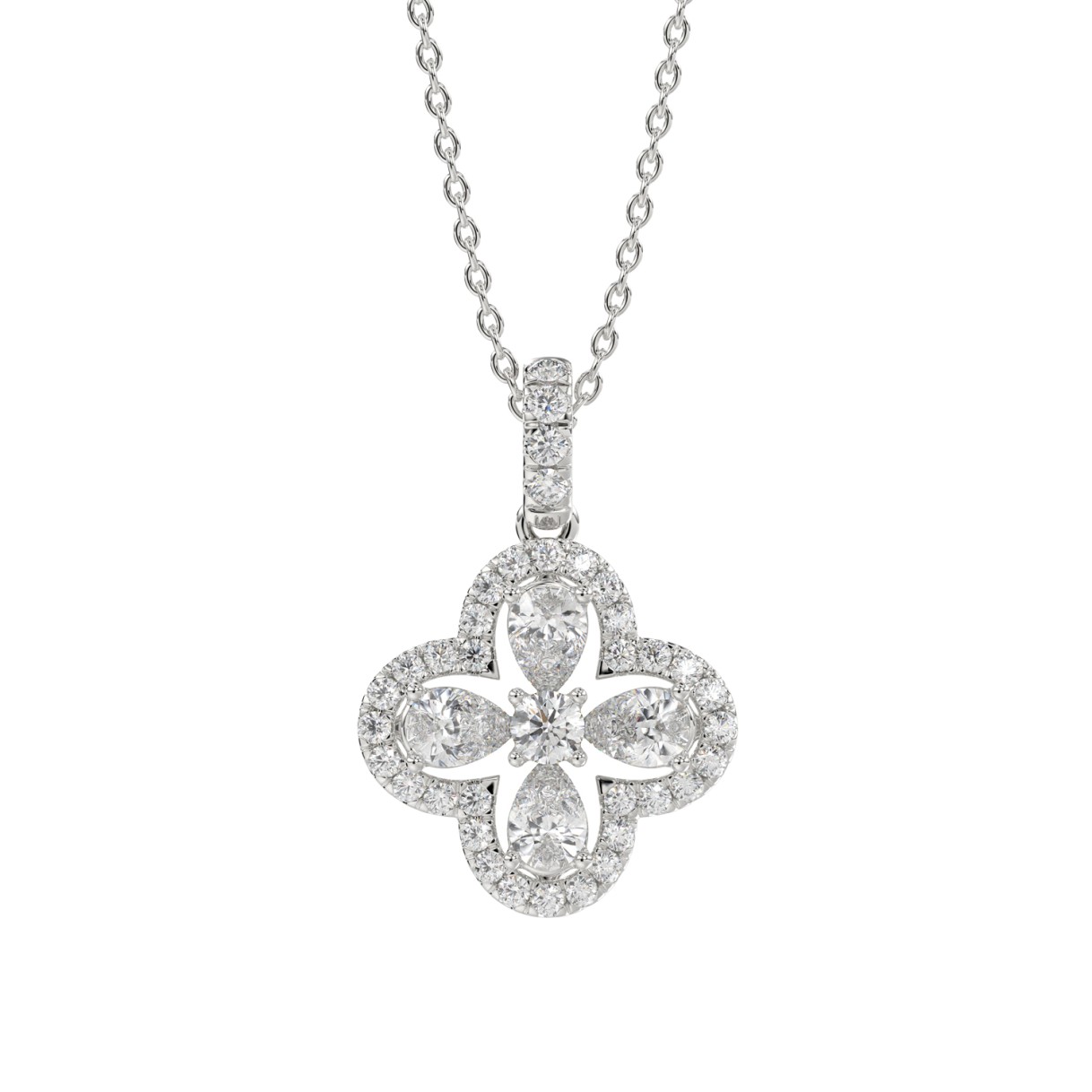 LADIES PENDANT 1CT ROUND/PEAR DIAMOND 14K WHITE GO...