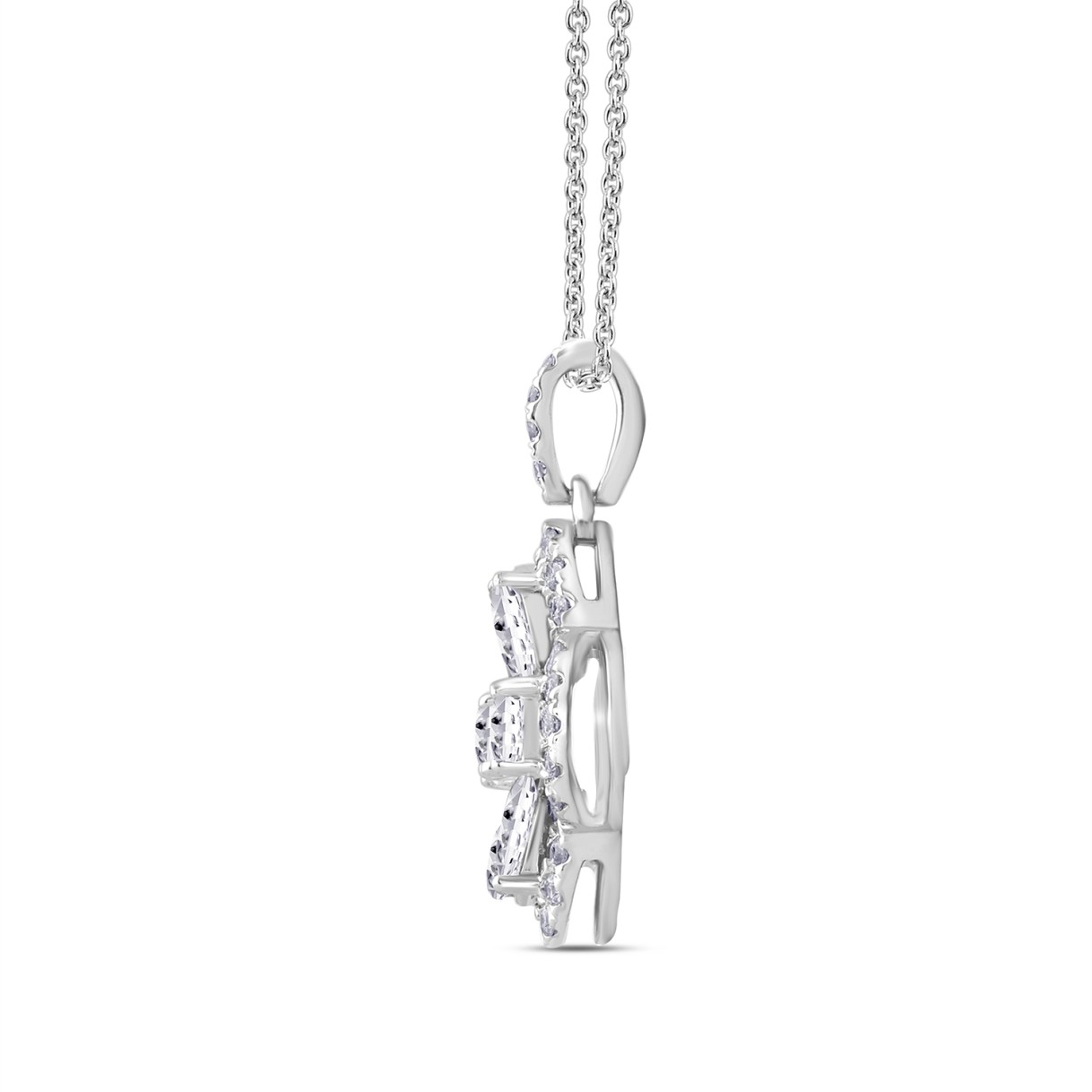 LADIES PENDANT 1CT ROUND/PEAR DIAMOND 14K WHITE GOLD