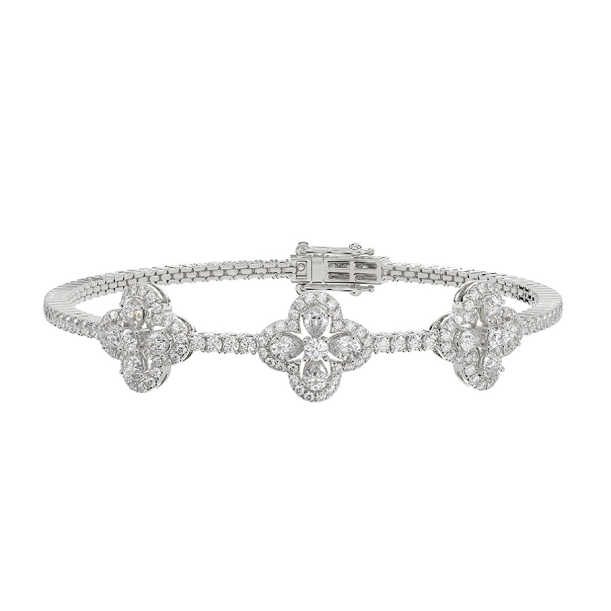 LADIES BRACELET 3 1/2CT ROUND/PEAR DIAMOND 14K WHI...