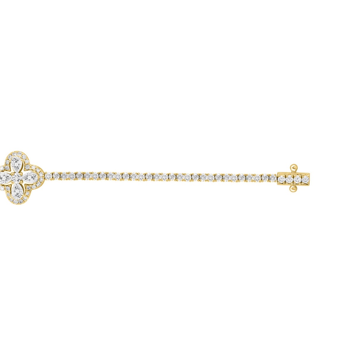 LADIES BRACELET 3 1/2CT ROUND/PEAR DIAMOND 14K YELLOW GOLD