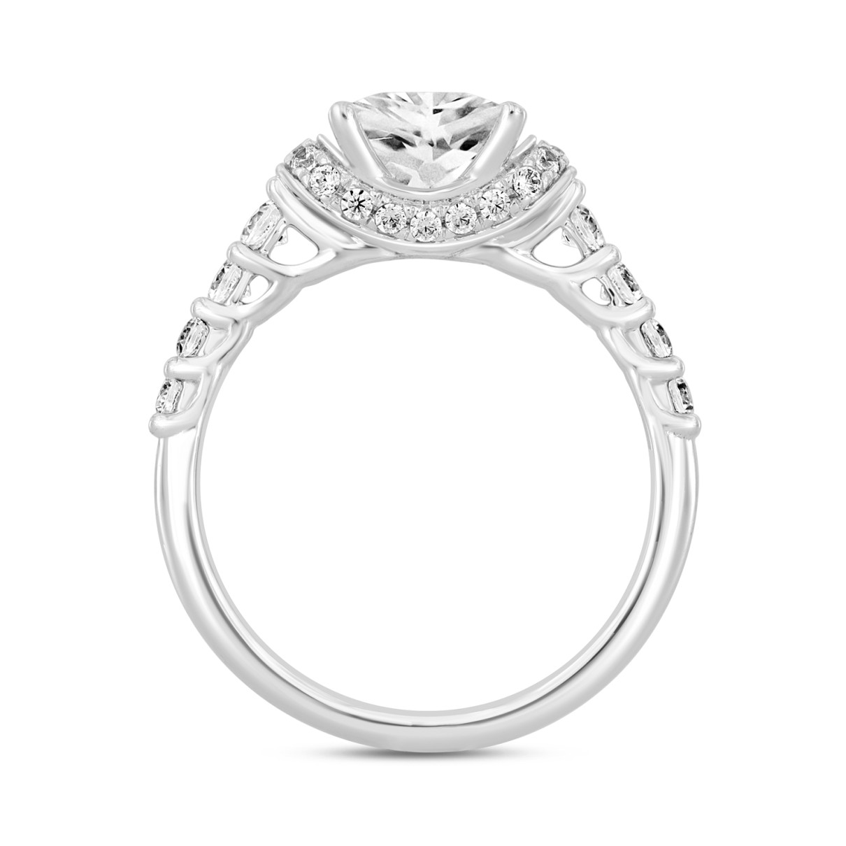 LADIES RING 2CT ROUND/PRINCESS DIAMOND 14K WHITE GOLD (CENTER STONE PRINCESS DIAMOND 1 1/2CT )