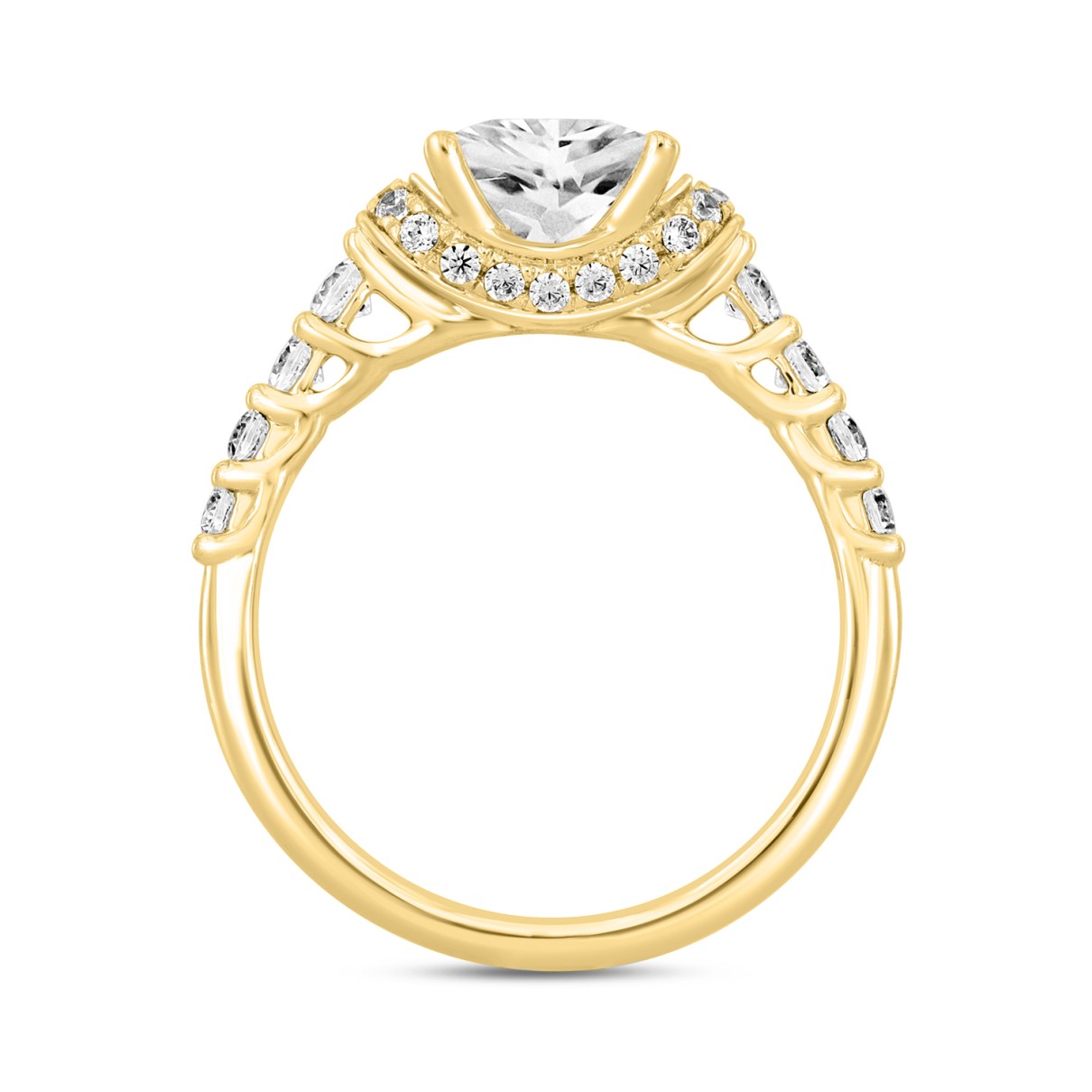 LADIES RING 2CT ROUND/PRINCESS DIAMOND 14K YELLOW GOLD (CENTER STONE PRINCESS DIAMOND 1 1/2CT )