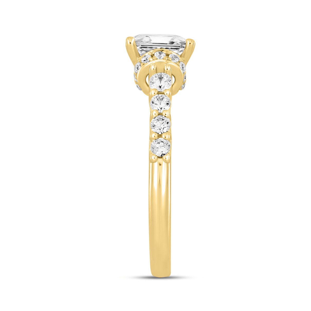 LADIES RING 2CT ROUND/PRINCESS DIAMOND 14K YELLOW GOLD (CENTER STONE PRINCESS DIAMOND 1 1/2CT )