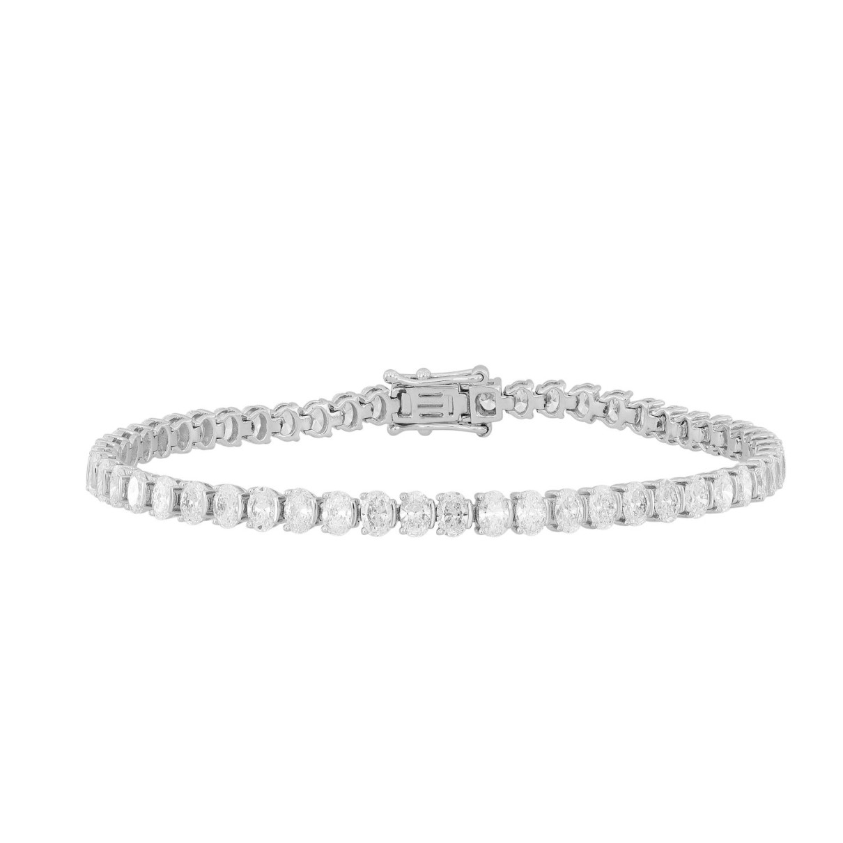 LADIES BRACELET 7CT OVAL DIAMOND 14K WHITE GOLD...