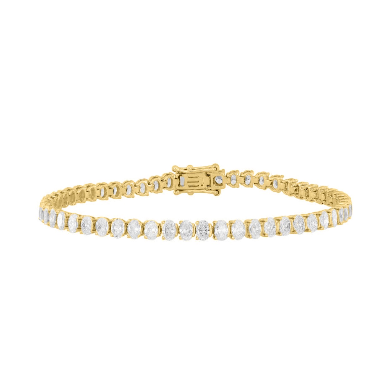 LADIES BRACELET 7CT OVAL DIAMOND 14K YELLOW GOLD...