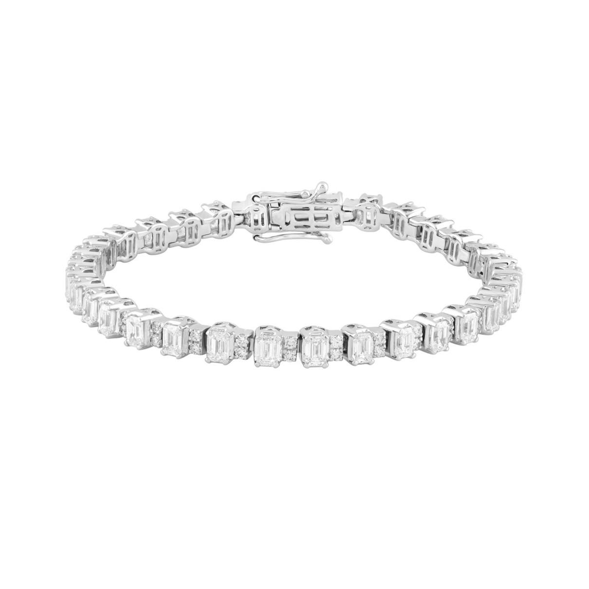 LADIES BRACELET 7CT ROUND/EMERALD DIAMOND 14K WHITE GOLD