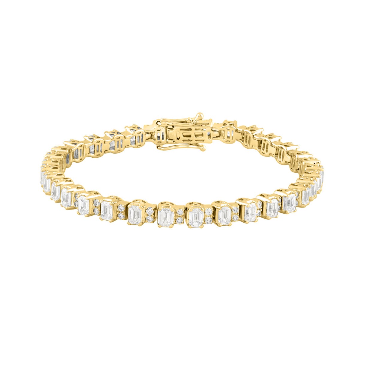 LADIES BRACELET 7CT ROUND/EMERALD DIAMOND 14K YELLOW GOLD
