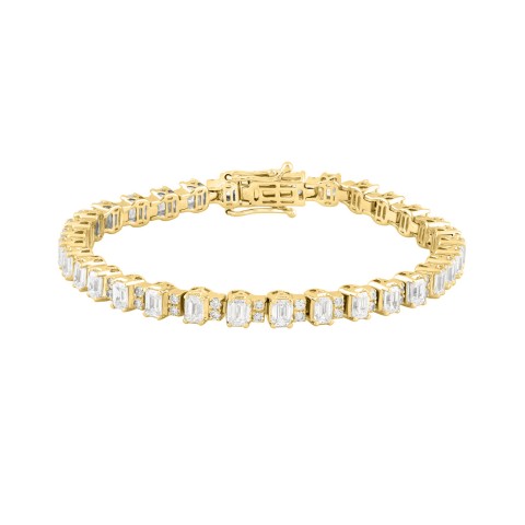 LADIES BRACELET 7CT ROUND/EMERALD DIAMOND 14K YELLOW GOLD