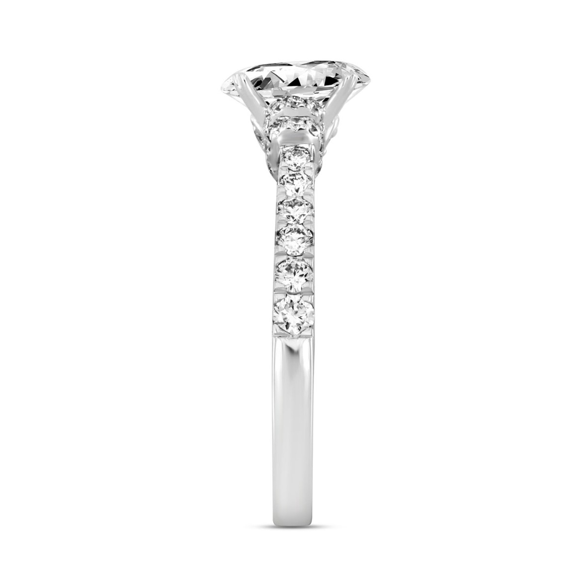 LADIES RING 1 1/2CT ROUND/OVAL DIAMOND 14K WHITE GOLD (CENTER STONE OVAL DIAMOND 1CT)