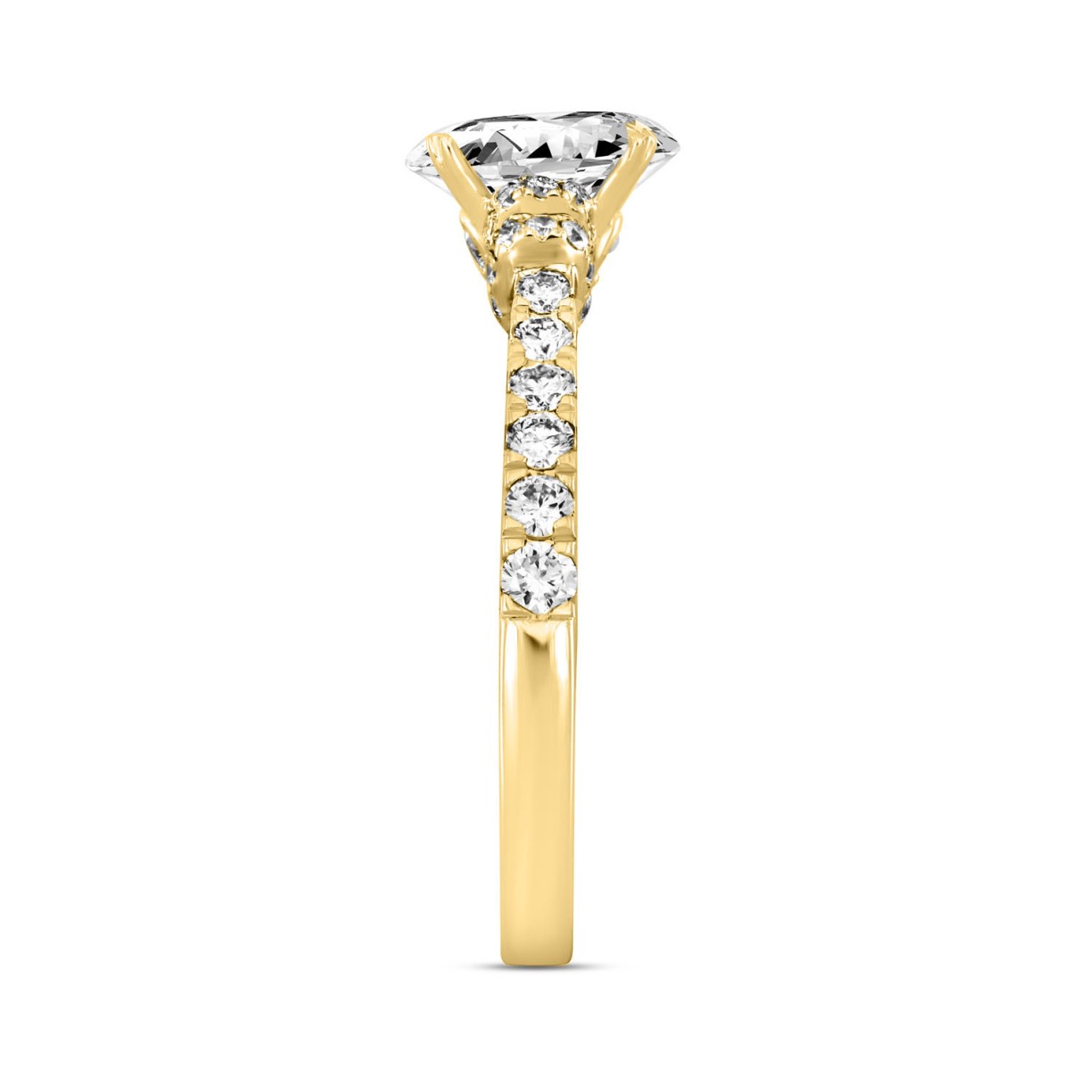 LADIES RING 1 1/2CT ROUND/OVAL DIAMOND 14K YELLOW GOLD (CENTER STONE OVAL DIAMOND 1CT)