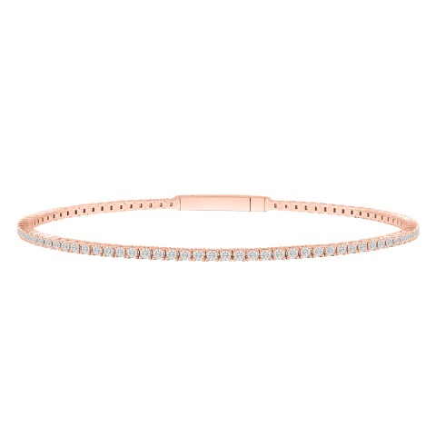 LADIES FLEXIBLE BANGLE 5 1/3CT ROUND DIAMOND 14K ROSE GOLD 