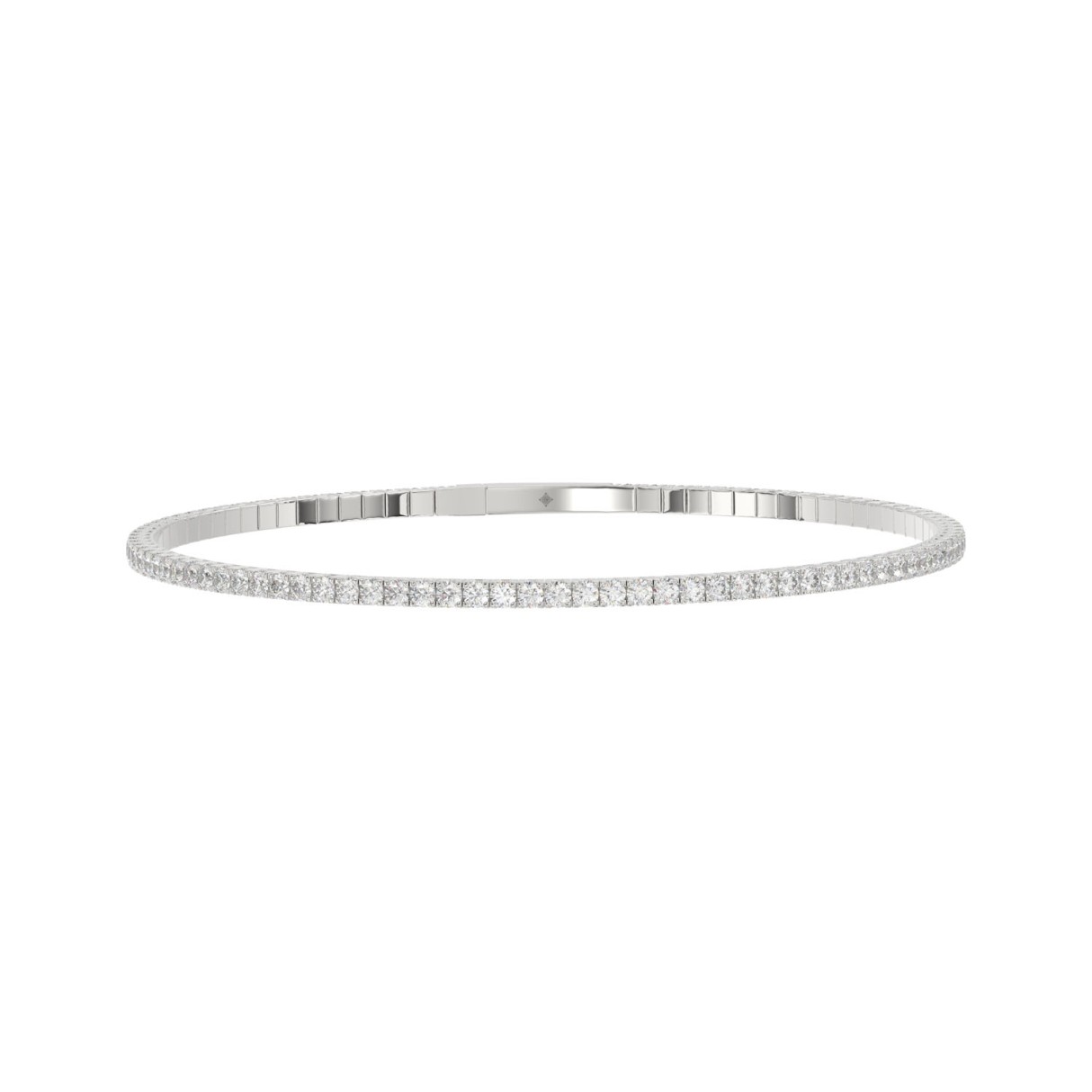 LADIES FLEXIBLE BANGLE 5 1/3CT ROUND DIAMOND 14K W...