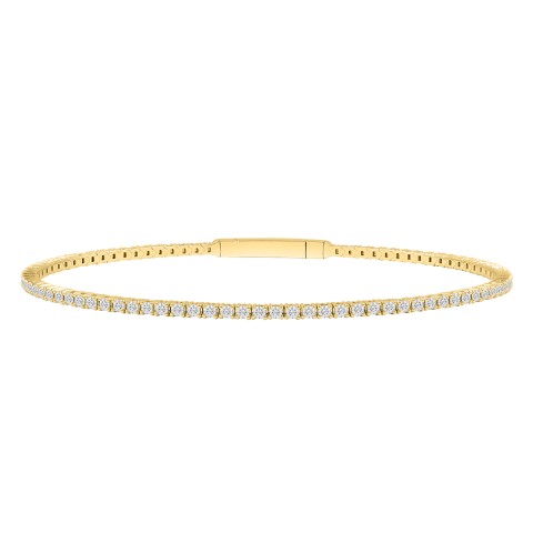 LADIES FLEXIBLE BANGLE 5 1/3CT ROUND DIAMOND 14K YELLOW GOLD 