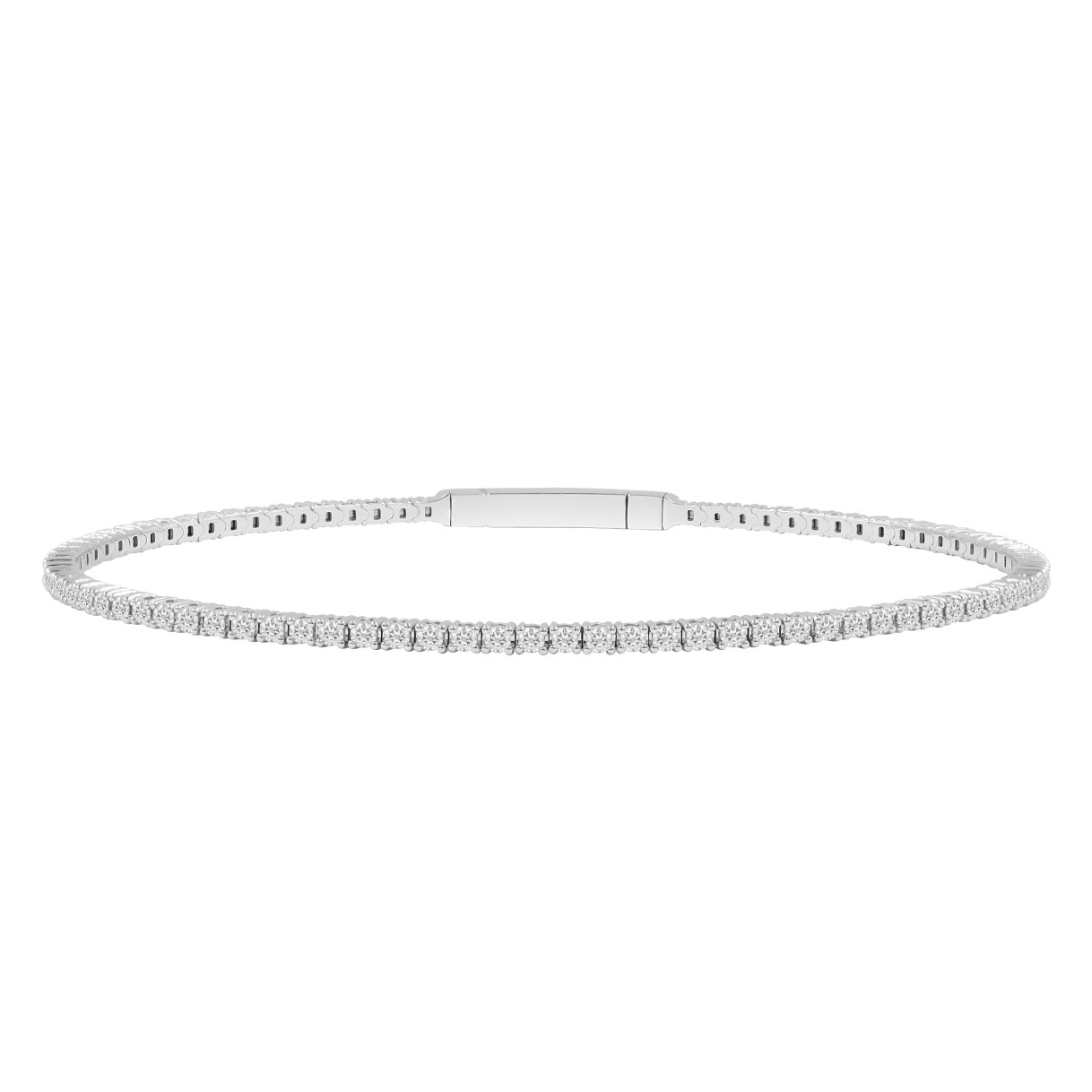 LADIES FLEXIBLE BANGLE 6 1/6CT ROUND DIAMOND 14K WHITE GOLD 