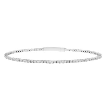 LADIES FLEXIBLE BANGLE 6 1/6CT ROUND DIAMOND 14K WHITE GOLD 