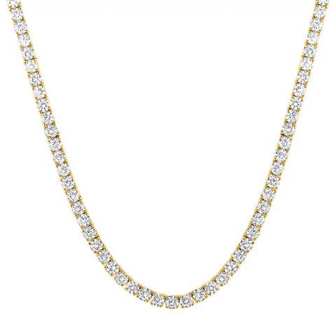 LADIES TENNIS NECKLACE 11CT ROUND DIAMOND 14K YELLOW GOLD 