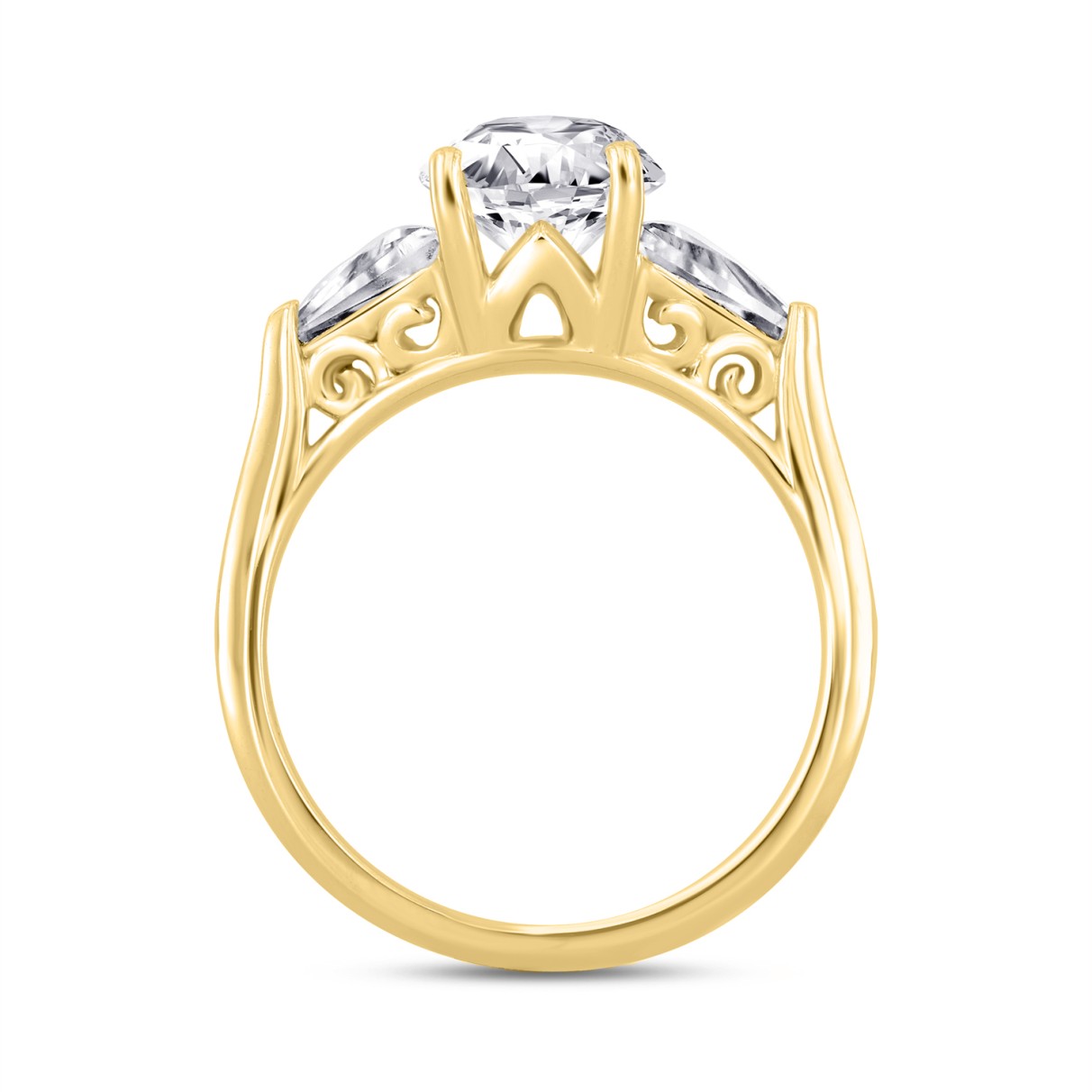 LADIES RING 3CT OVAL/TRILLION DIAMOND 14K YELLOW GOLD (CENTER STONE OVAL DIAMOND 2CT )