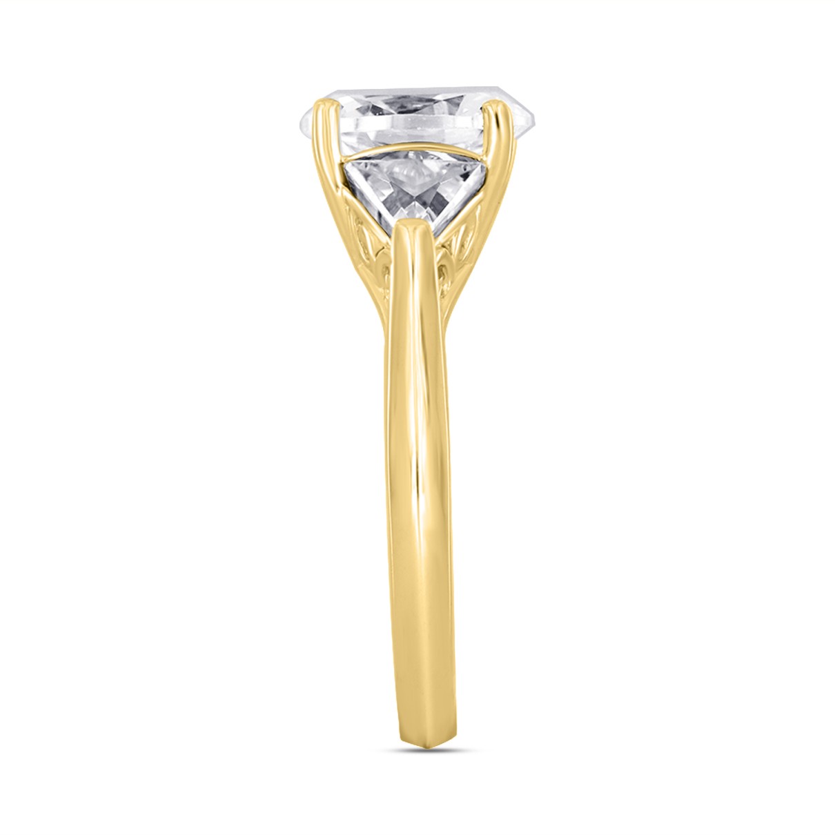 LADIES RING 3CT OVAL/TRILLION DIAMOND 14K YELLOW GOLD (CENTER STONE OVAL DIAMOND 2CT )