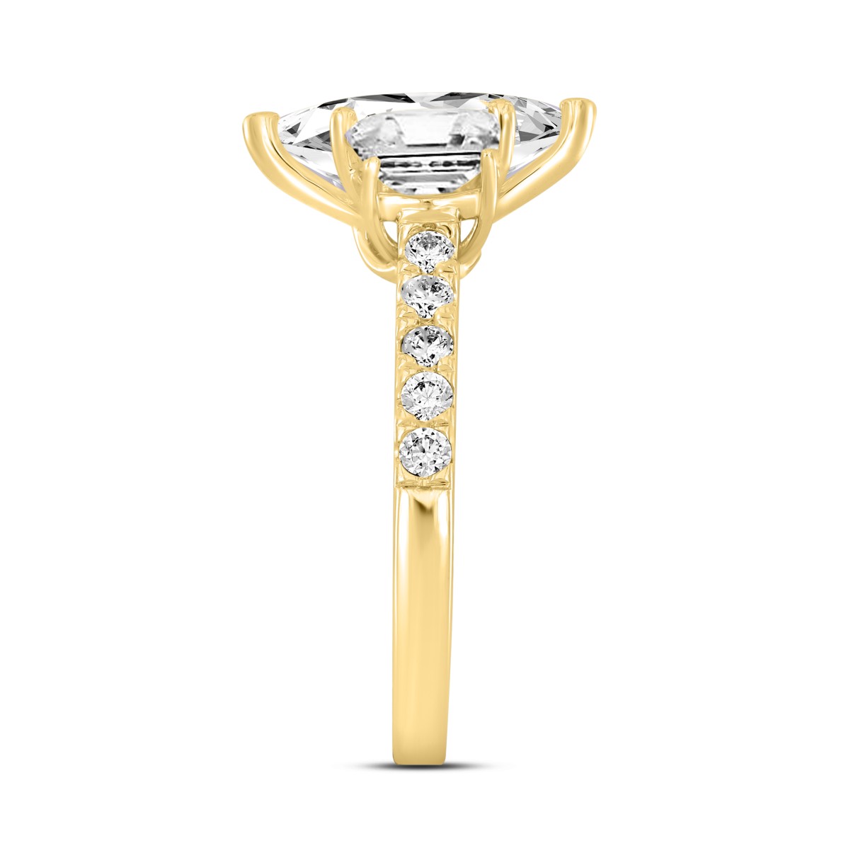 LADIES RING 3CT ROUND/MARQUISE/CADILLAC DIAMOND 14K YELLOW GOLD (CENTER STONE MARQUISE DIAMOND 2CT )