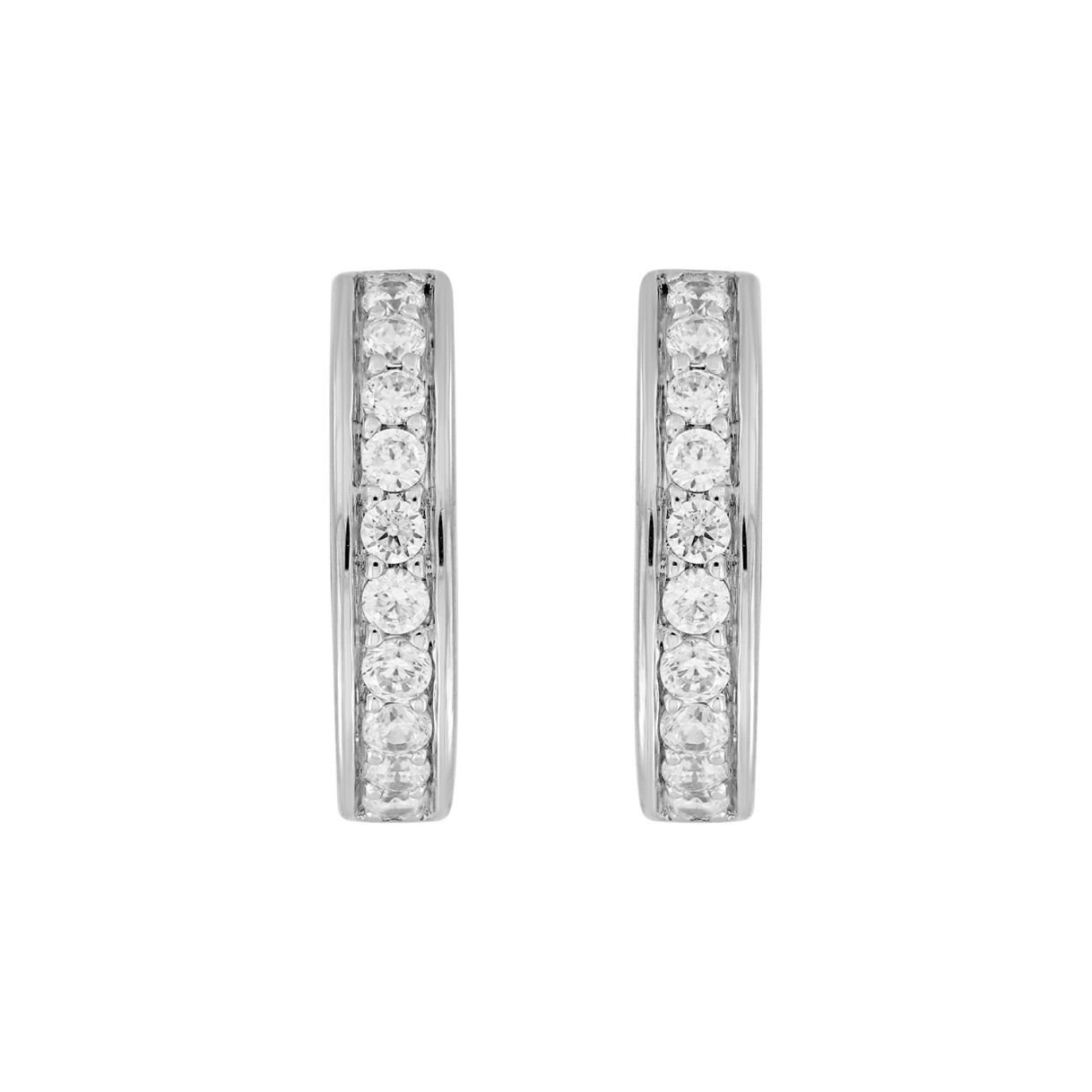 LADIES HOOP EARRINGS  5/8CT ROUND DIAMOND 14K WHIT...