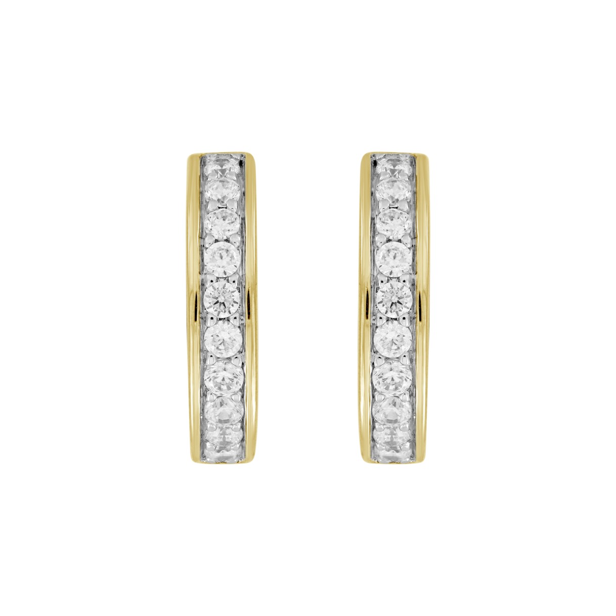 LADIES HOOP EARRINGS  5/8CT ROUND DIAMOND 14K YELLOW GOLD
