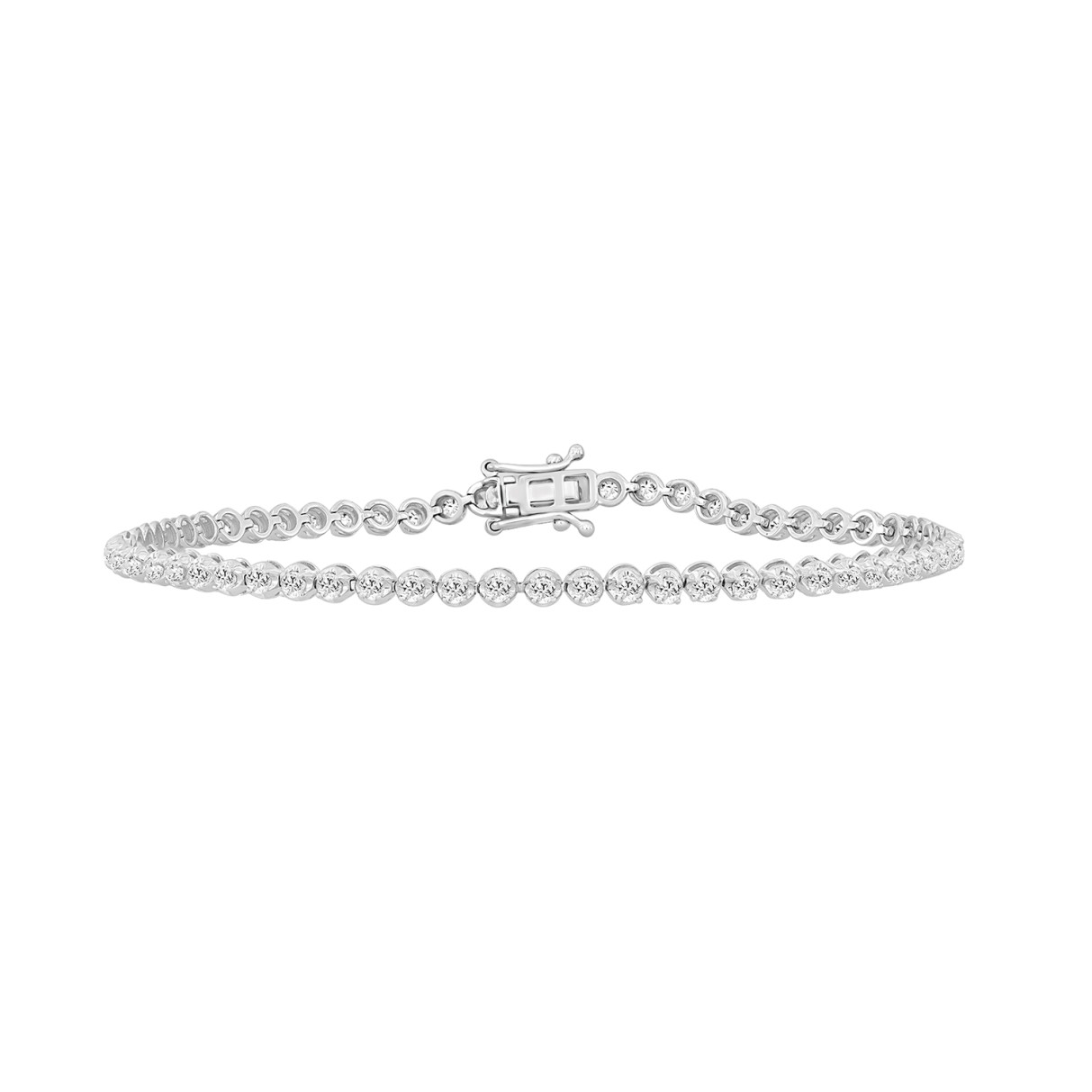 MEN'S BRACELET 2 1/2CT ROUND DIAMOND 14K WHITE GOL...