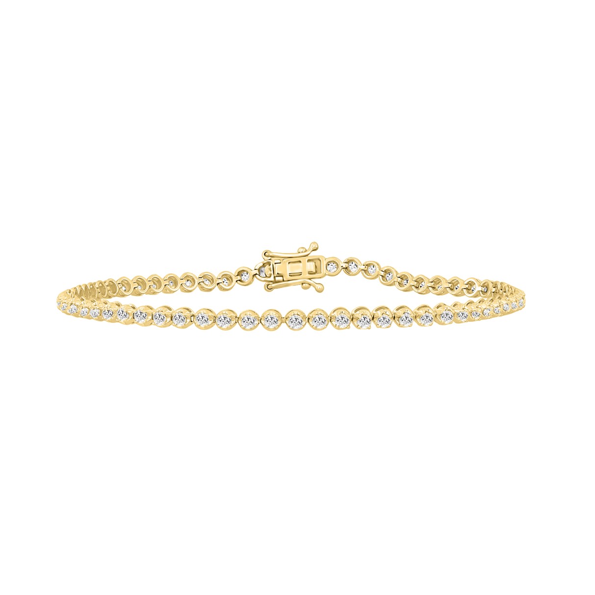 MENS BRACELET 2.25CT ROUND DIAMOND 14K YELLOW GOLD...