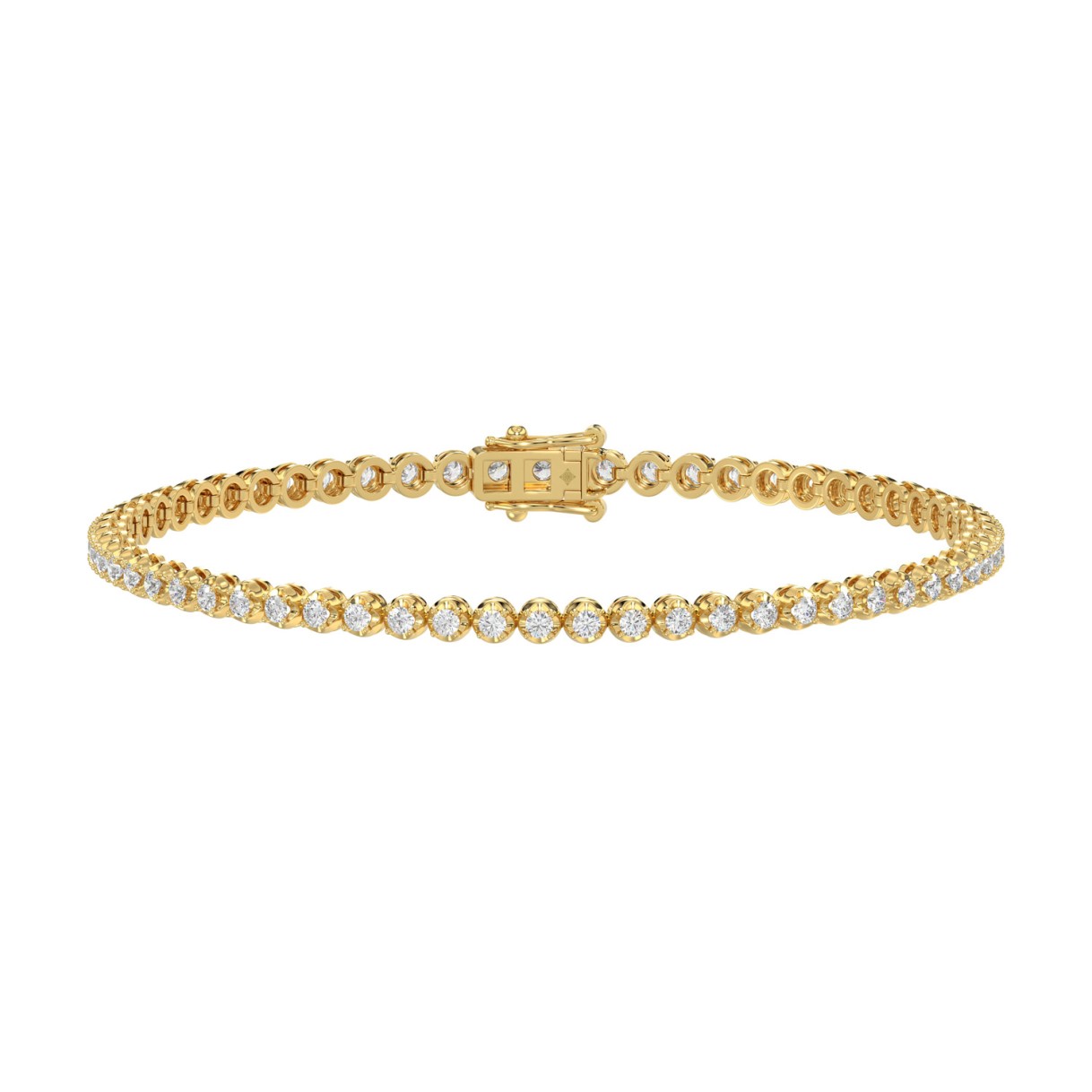 MENS BRACELET 2 1/4CT ROUND DIAMOND 14K YELLOW GOLD 