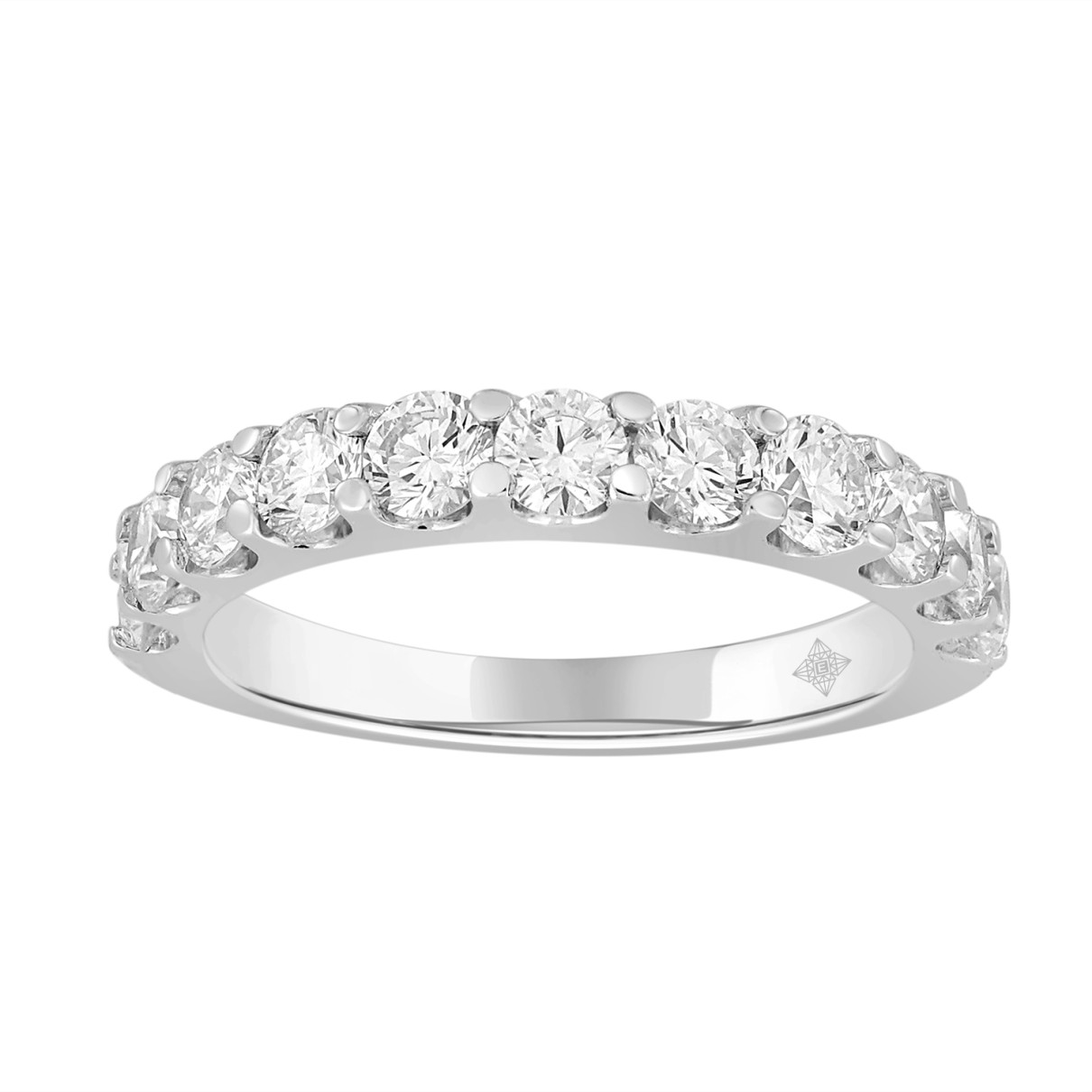 LADIES BAND 1CT ROUND DIAMOND 14K WHITE GOLD...