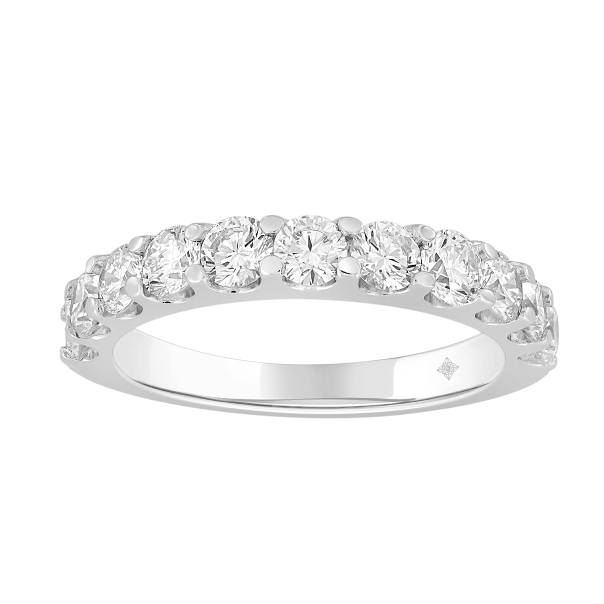 LADIES BAND 2CT ROUND DIAMOND 14K WHITE GOLD...