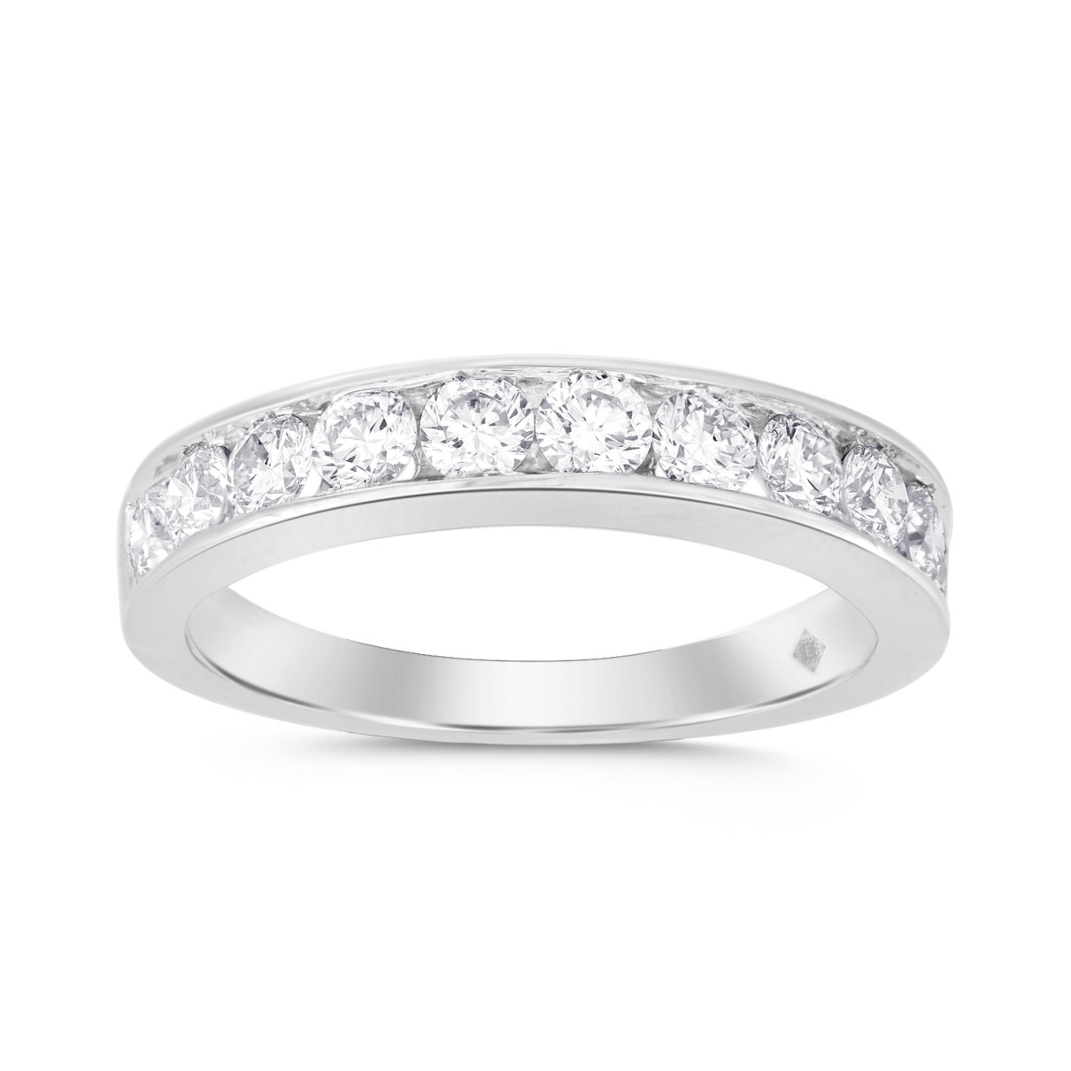 LADIES BAND 1CT ROUND DIAMOND 14K WHITE GOLD