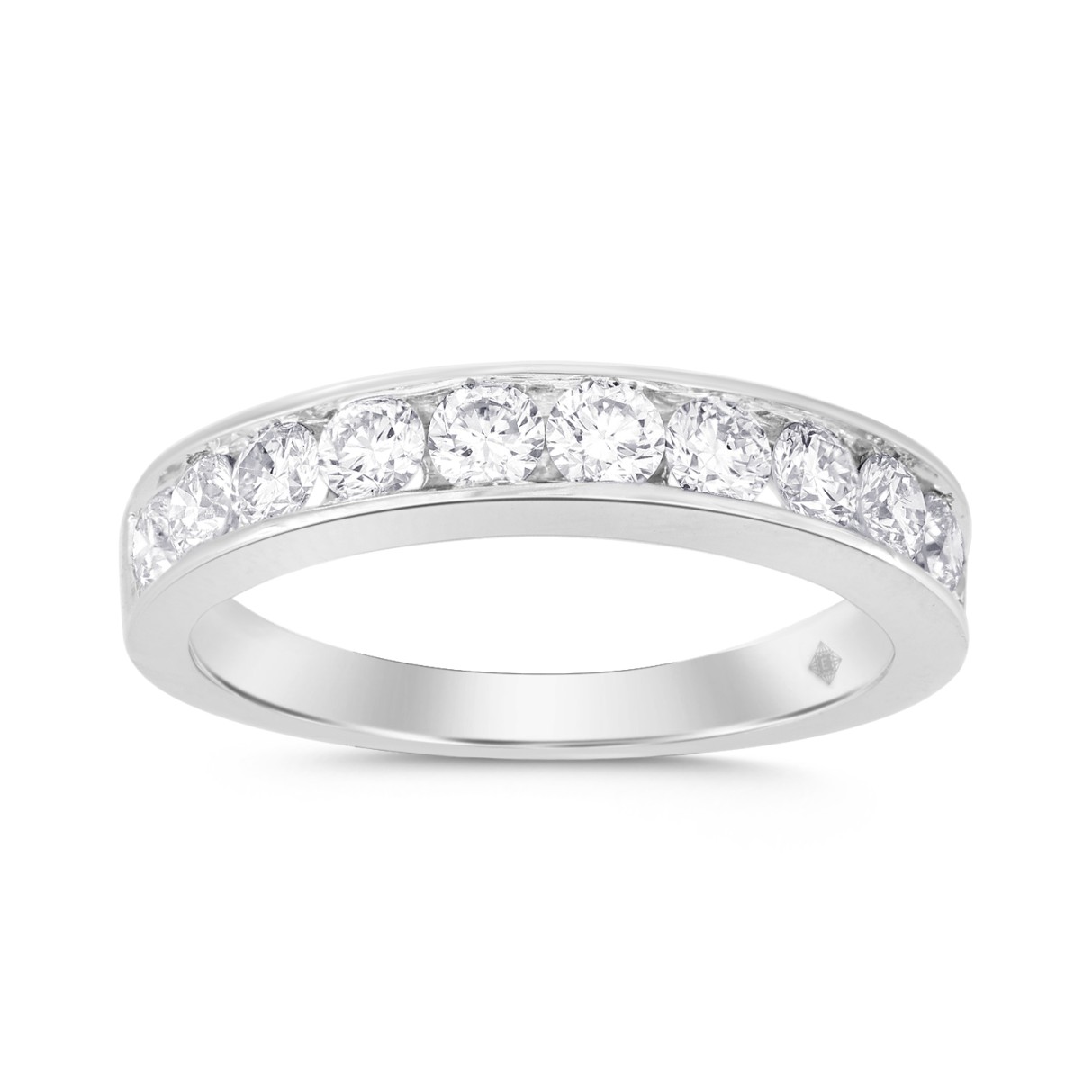 LADIES BAND 1CT ROUND DIAMOND 14K WHITE GOLD