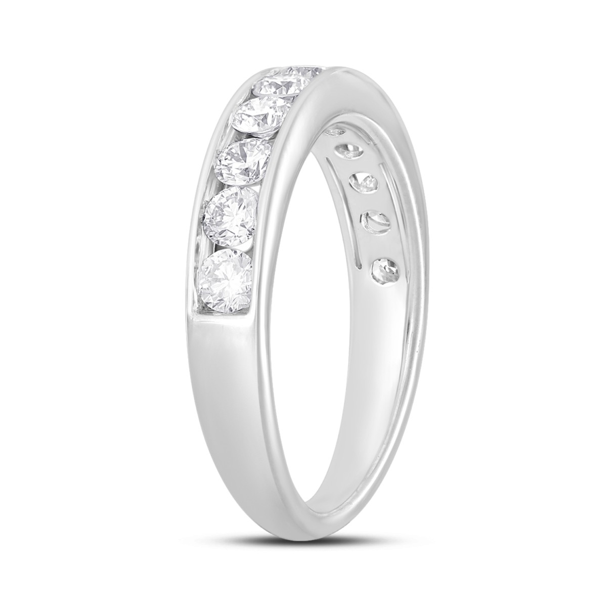 LADIES BAND 1CT ROUND DIAMOND 14K WHITE GOLD