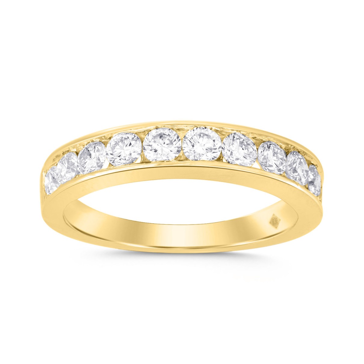 LADIES BAND 1CT ROUND DIAMOND 14K YELLOW GOLD...