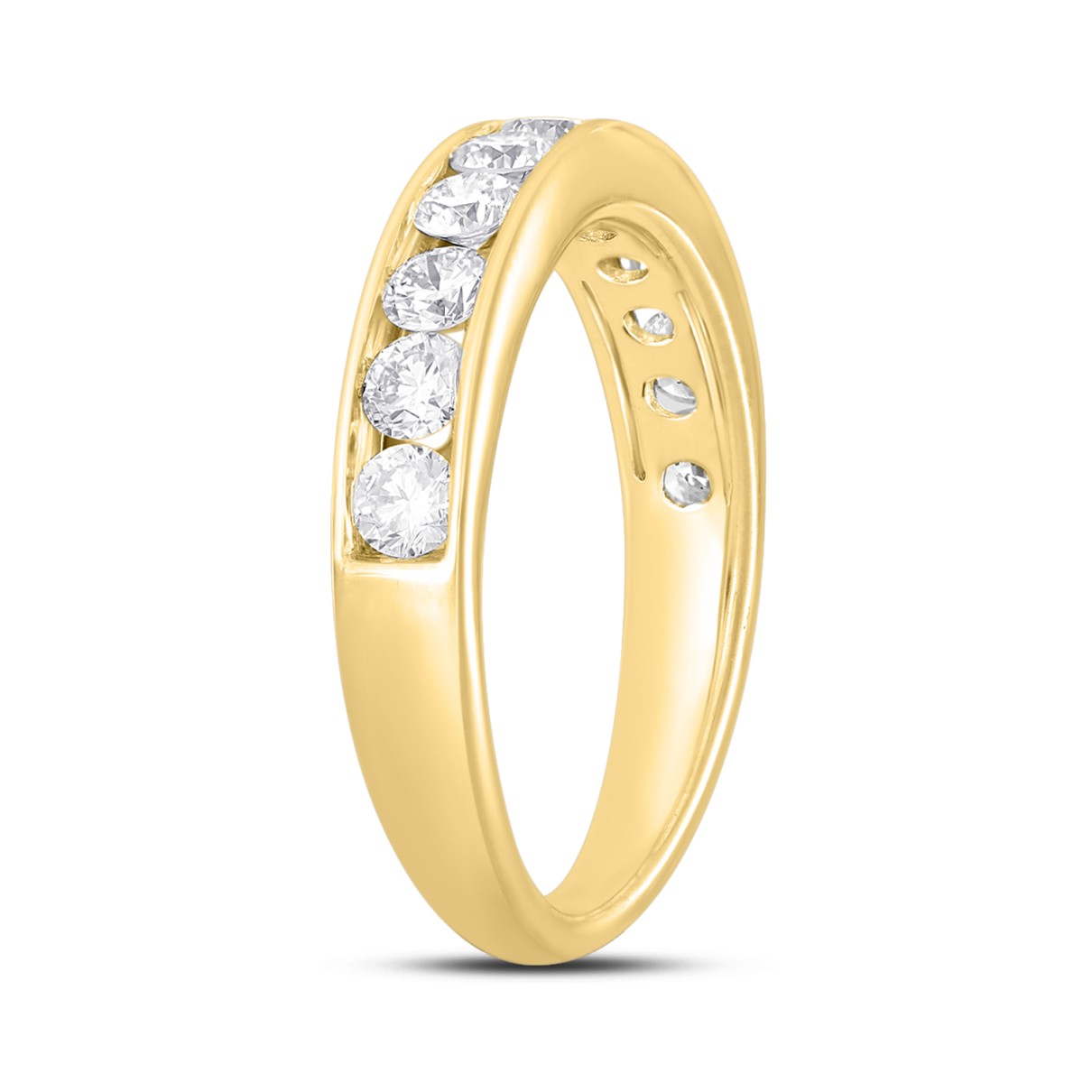 LADIES BAND 1CT ROUND DIAMOND 14K YELLOW GOLD