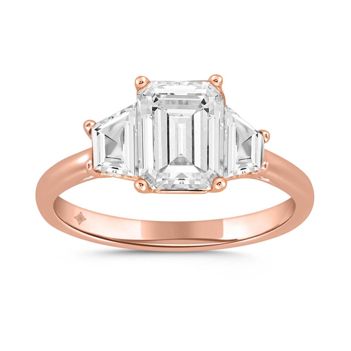 14K ROSE GOLD 3/4CT ROUND/TRAPEZOID DIAMOND LADIES...