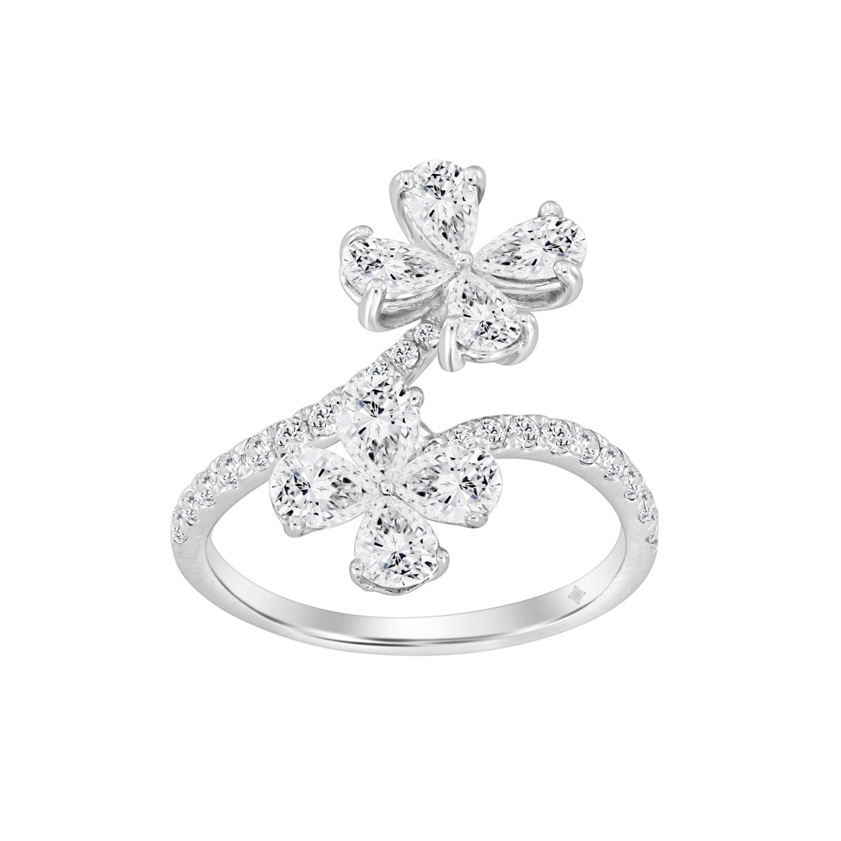 LADIES RING 1 3/4CT ROUND/PEAR DIAMOND 14K WHITE G...